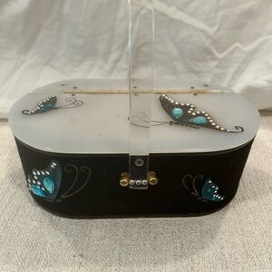 Elegant Black and Blue Butterfly Handbag